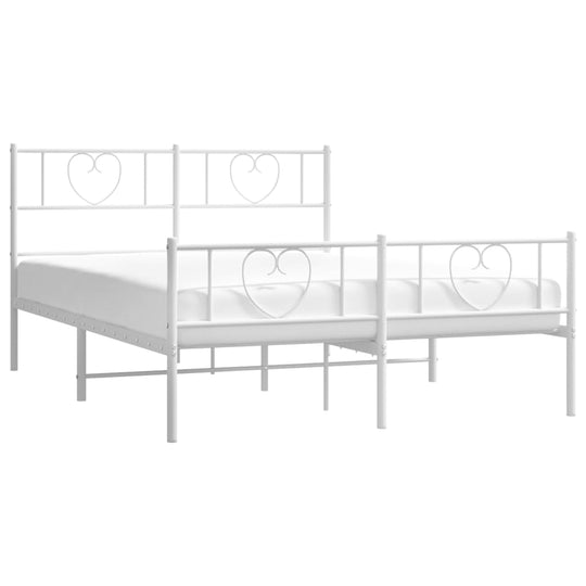 Metal Bed Frame without Mattress with Footboard White 150x200 cm