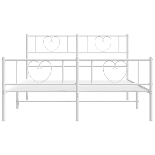 Metal Bed Frame without Mattress with Footboard White 150x200 cm