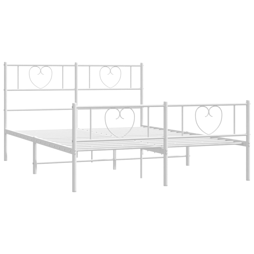 Metal Bed Frame without Mattress with Footboard White 150x200 cm