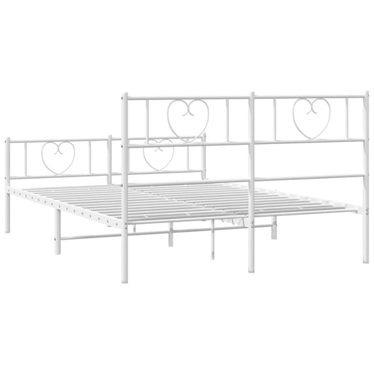 Metal Bed Frame without Mattress with Footboard White 150x200 cm