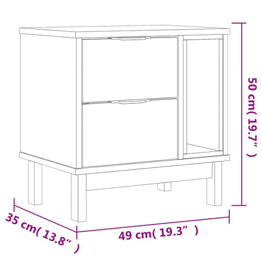 Bedside Cabinet FLAM 49x35x50 cm Solid Wood Pine