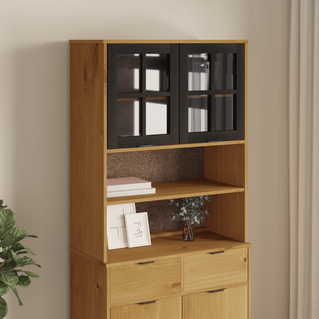 Top For Highboard With Glass Doors Flam Solid Wood Pine