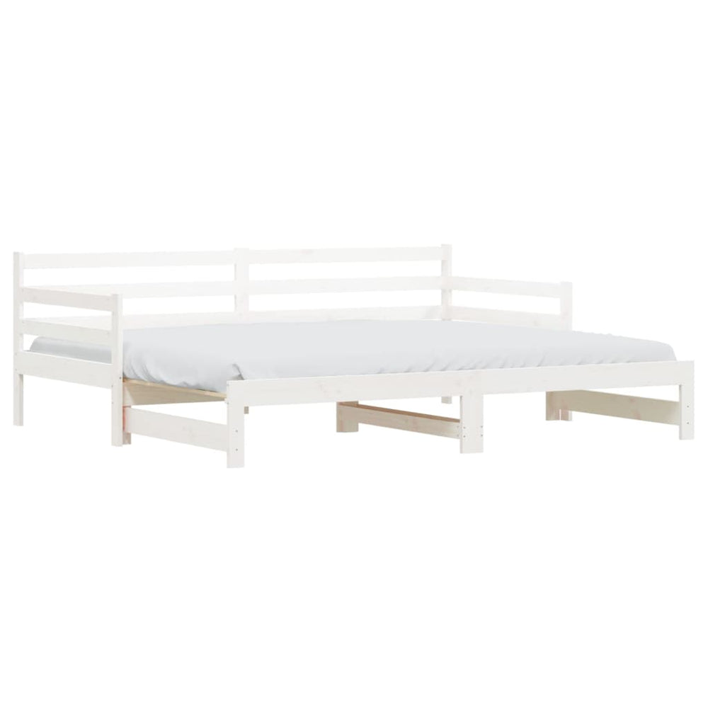 Daybed with Trundle without Mattress White 90x190 cm Solid Wood