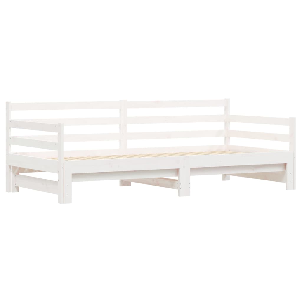 Daybed with Trundle without Mattress White 90x190 cm Solid Wood