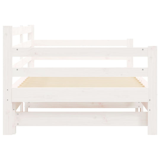 Daybed with Trundle without Mattress White 90x190 cm Solid Wood