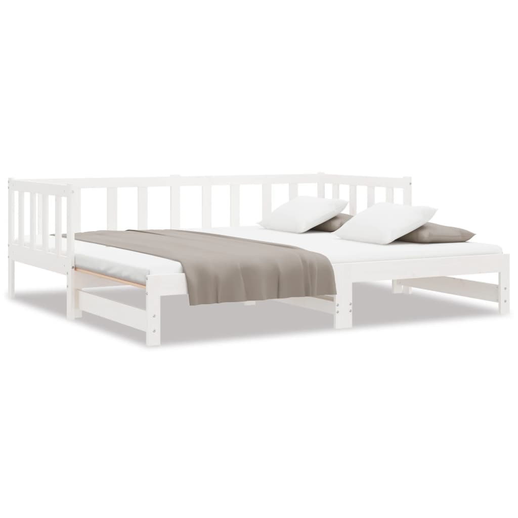 Day Bed with Trundle without Mattress White 90x190 cm Solid Wood