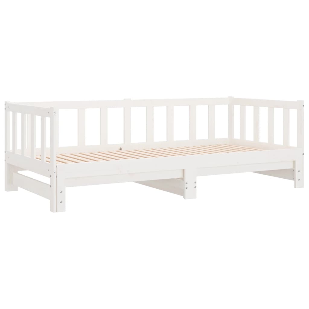 Day Bed with Trundle without Mattress White 90x190 cm Solid Wood