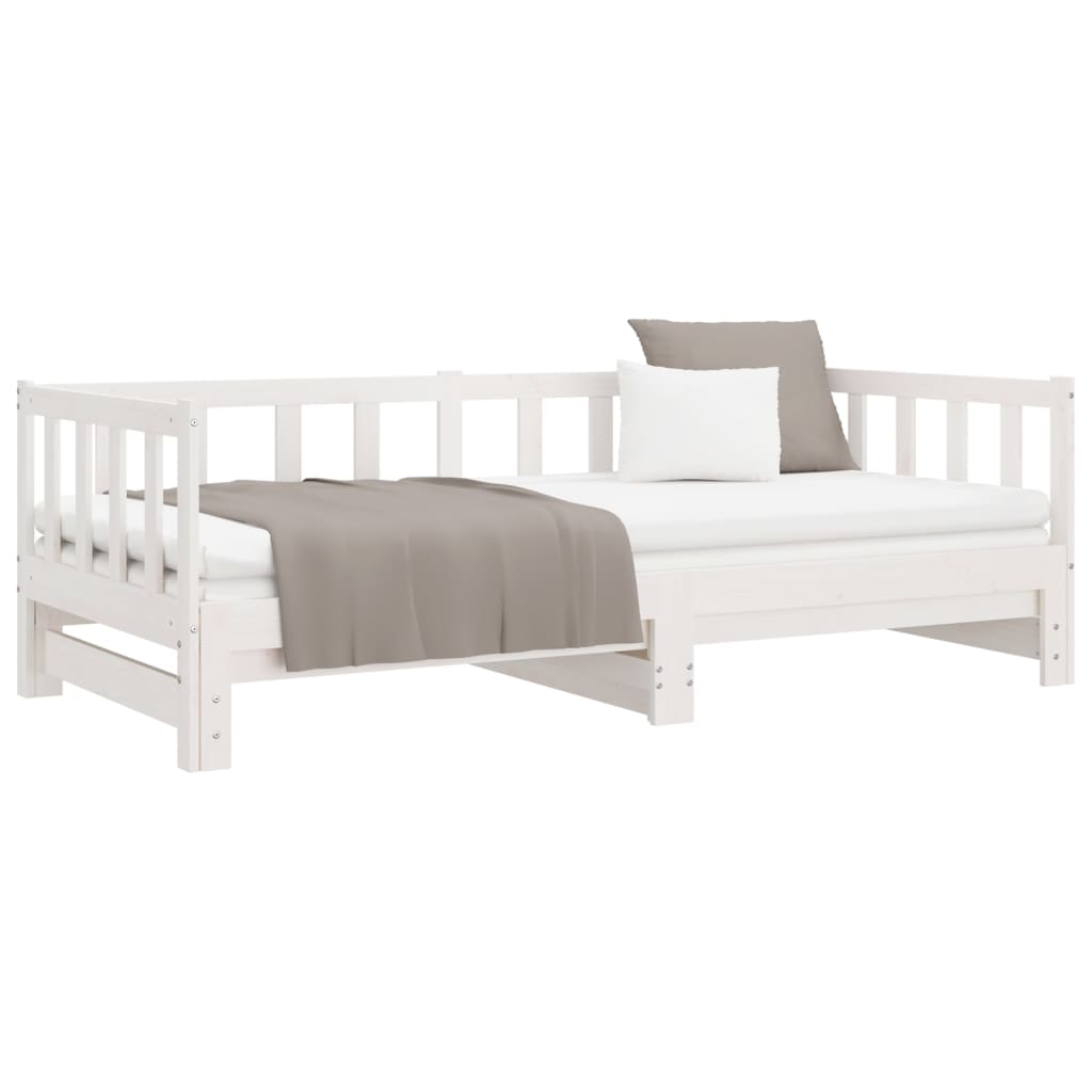 Day Bed with Trundle without Mattress White 90x190 cm Solid Wood