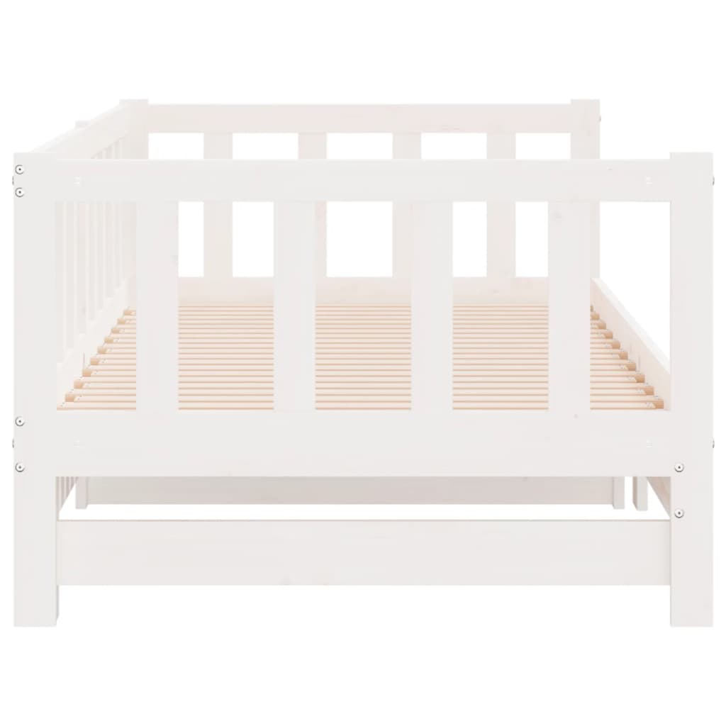 Day Bed with Trundle without Mattress White 90x190 cm Solid Wood