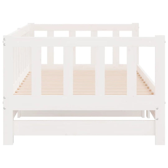 Day Bed with Trundle without Mattress White 90x190 cm Solid Wood