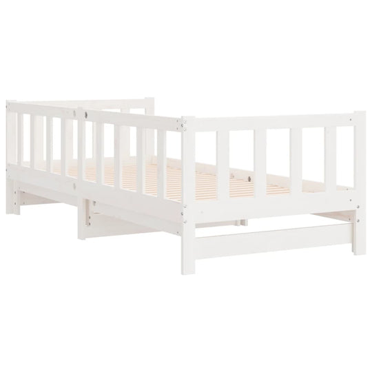 Day Bed with Trundle without Mattress White 90x190 cm Solid Wood