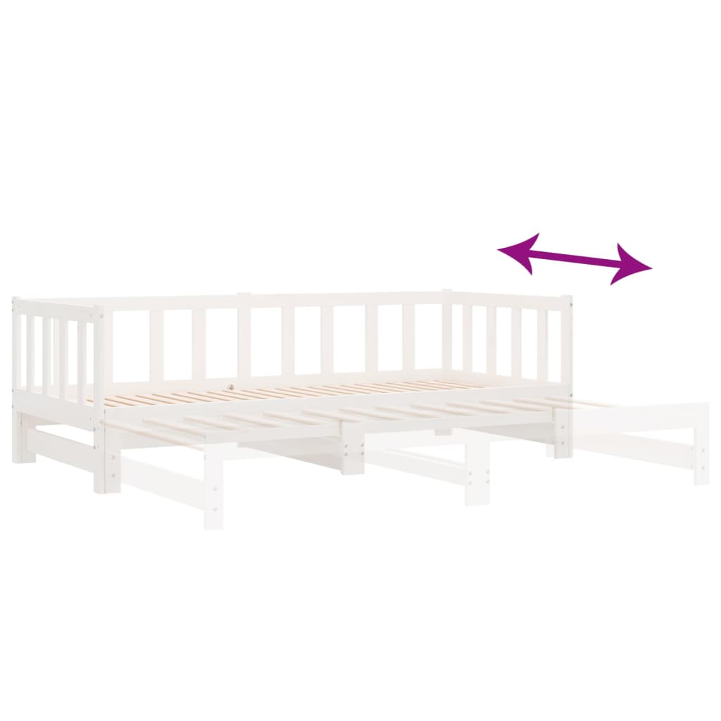 Day Bed with Trundle without Mattress White 90x190 cm Solid Wood