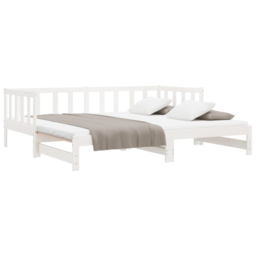 Day Bed with Trundle without Mattress White 90x190 cm Solid Wood