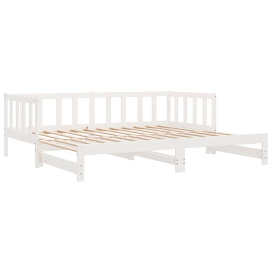 Day Bed with Trundle without Mattress White 90x190 cm Solid Wood