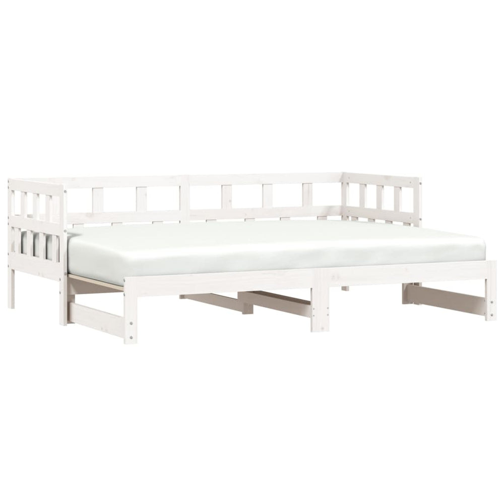 Daybed with Trundle without Mattress White 90x190 cm Solid Wood