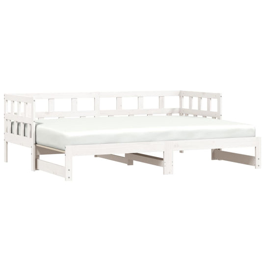 Daybed with Trundle without Mattress White 90x190 cm Solid Wood