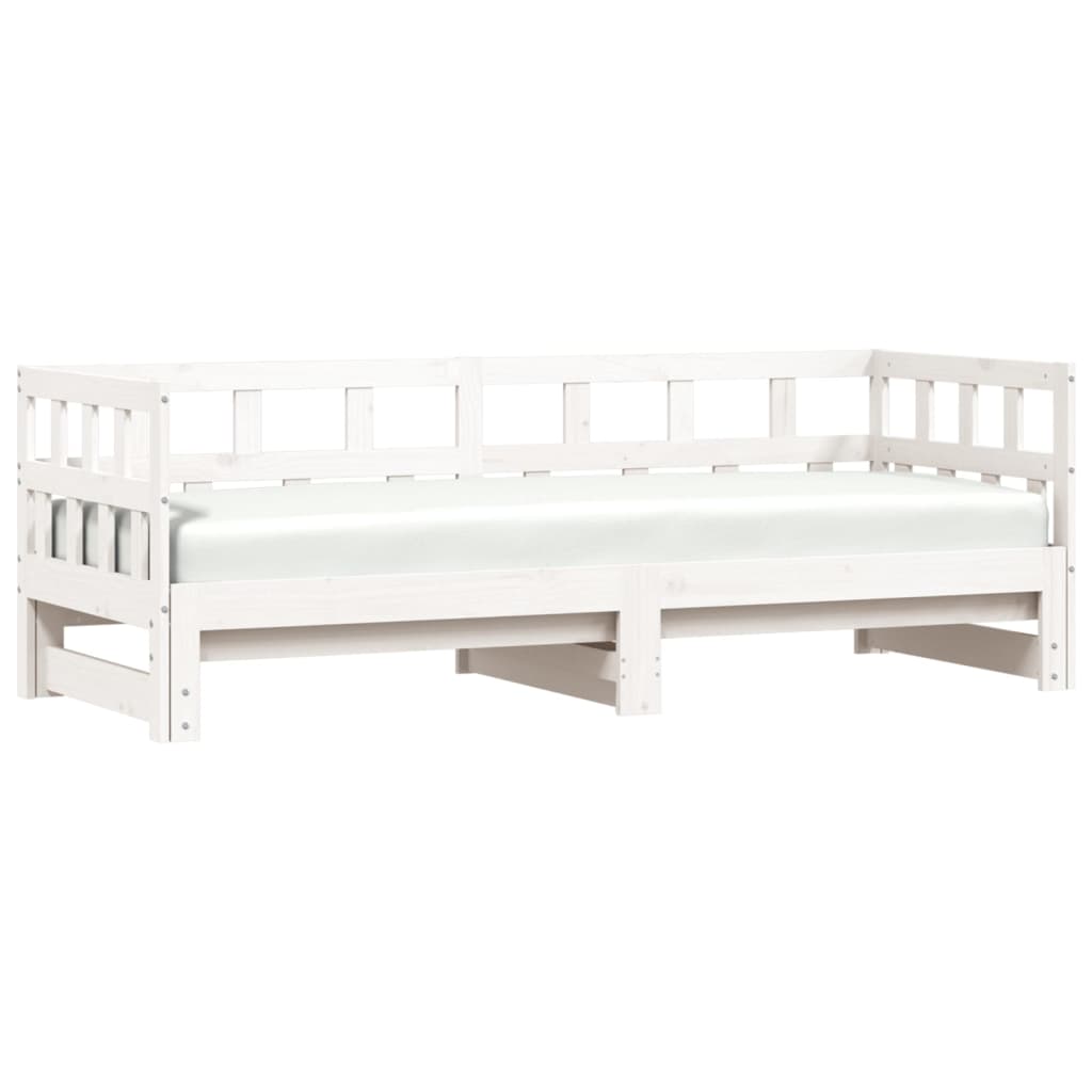 Daybed with Trundle without Mattress White 90x190 cm Solid Wood