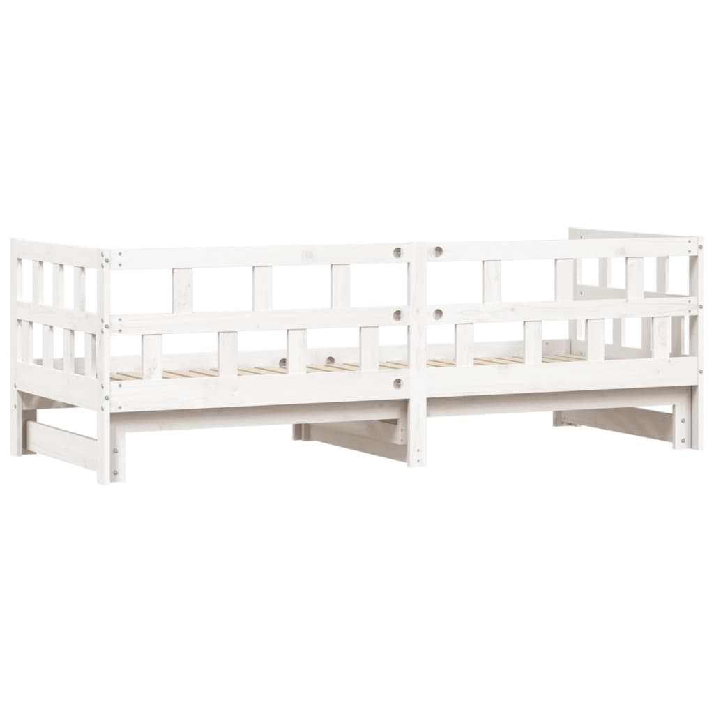 Daybed with Trundle without Mattress White 90x190 cm Solid Wood