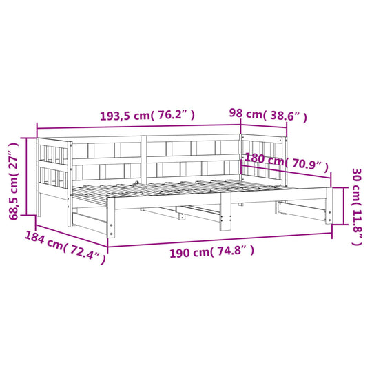 Daybed with Trundle without Mattress White 90x190 cm Solid Wood