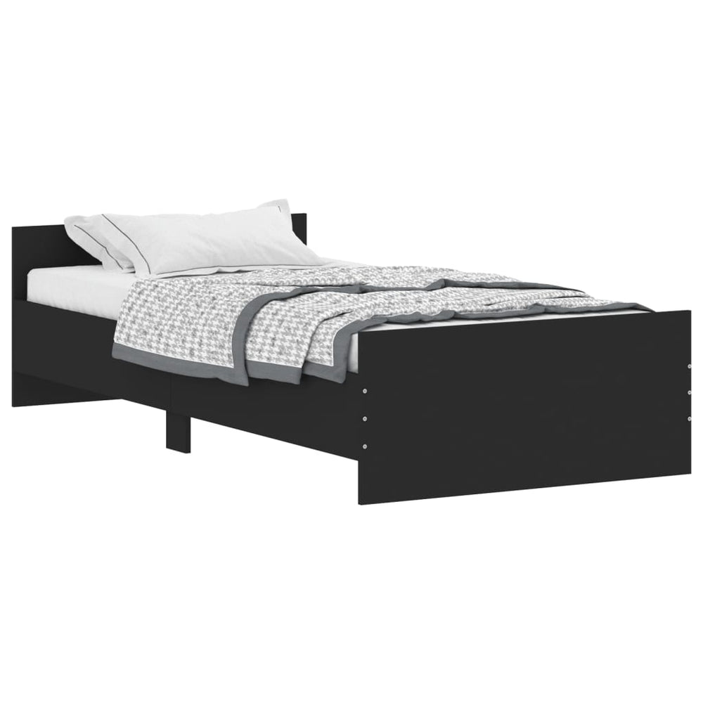 Bed Frame without Mattress Black 90x190 cm Engineered Wood