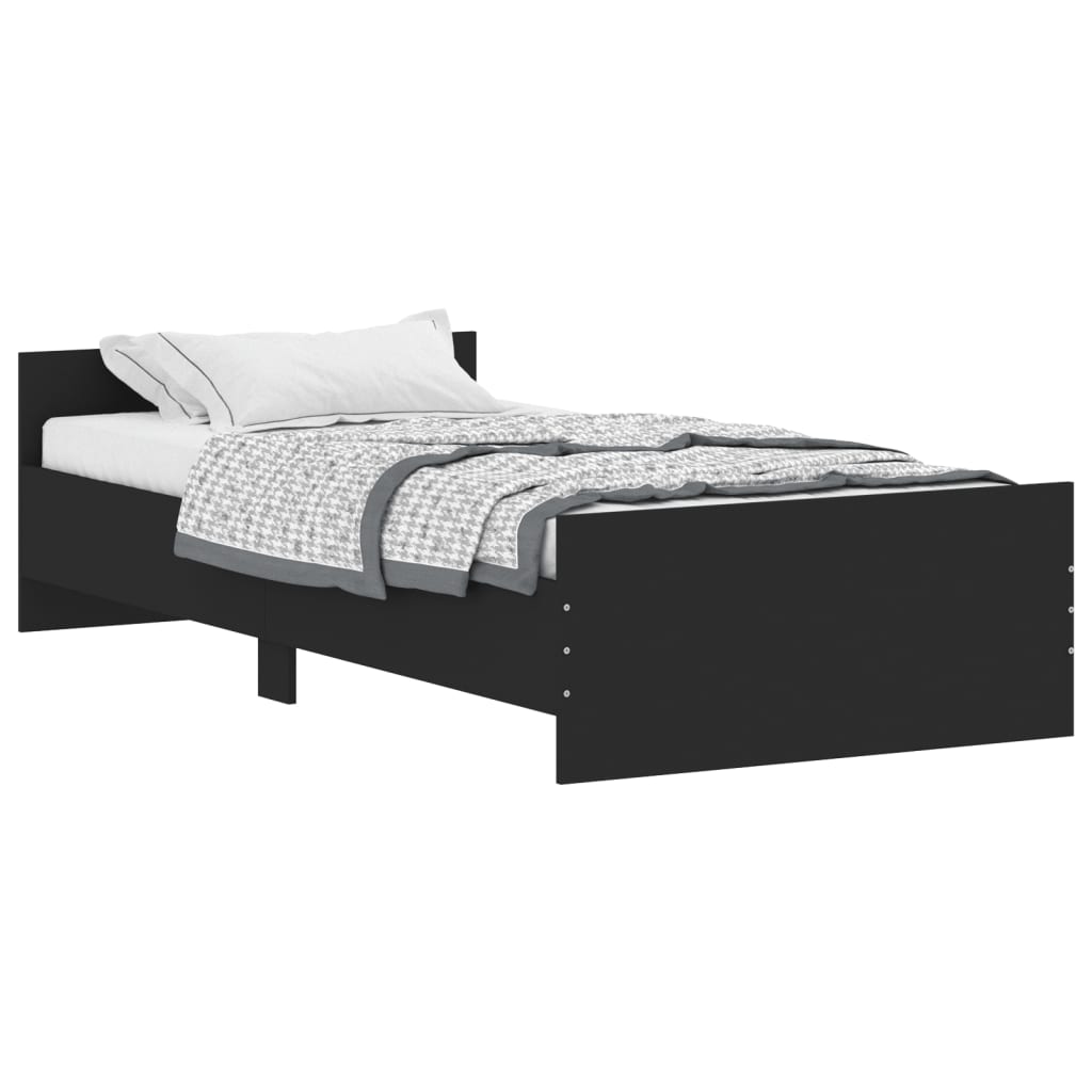 Bed Frame without Mattress Black 90x190 cm Engineered Wood