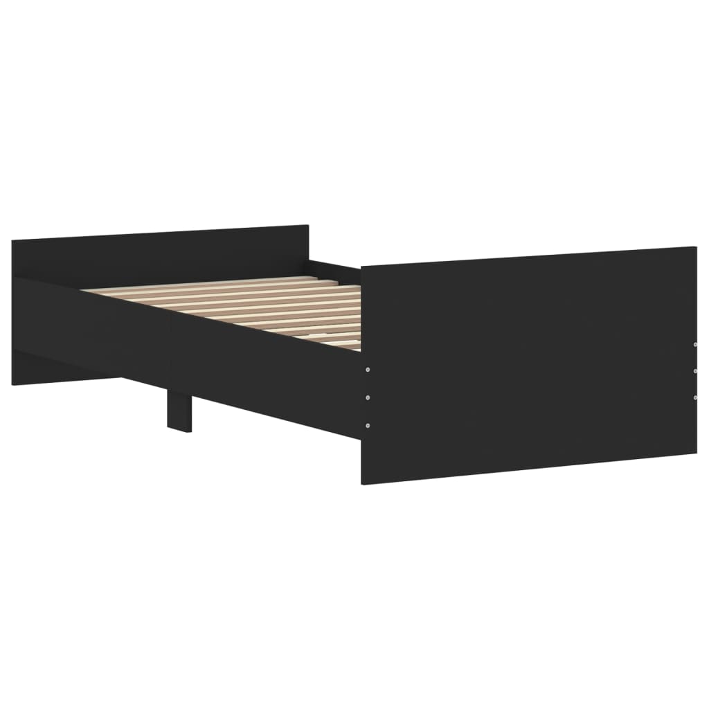 Bed Frame without Mattress Black 90x190 cm Engineered Wood