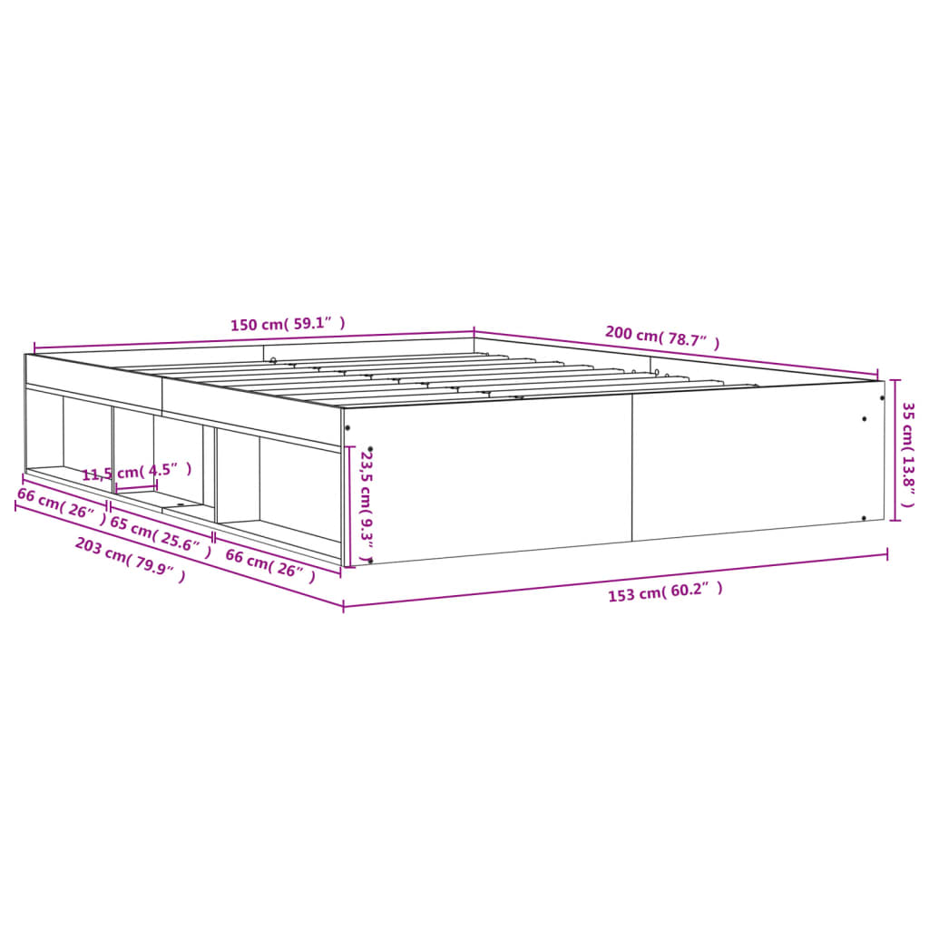 Bed Frame without Mattress White 150x200 cm