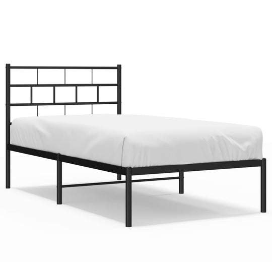 Metal Bed Frame without Mattress with Headboard Black 107x203 cm King Single