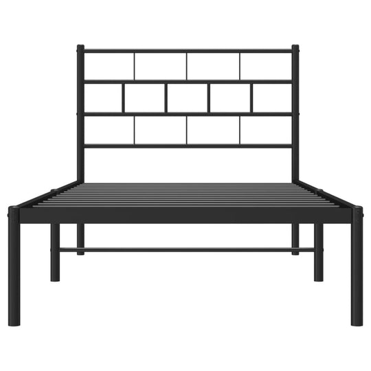 Metal Bed Frame without Mattress with Headboard Black 107x203 cm King Single