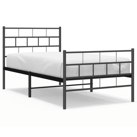 Metal Bed Frame without Mattress with Footboard Black 107x203 cm King Single