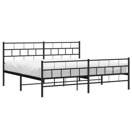 Metal Bed Frame without Mattress with Footboard Black 183x203 cm King