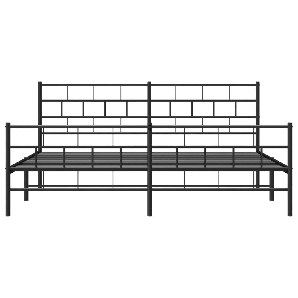 Metal Bed Frame without Mattress with Footboard Black 183x203 cm King