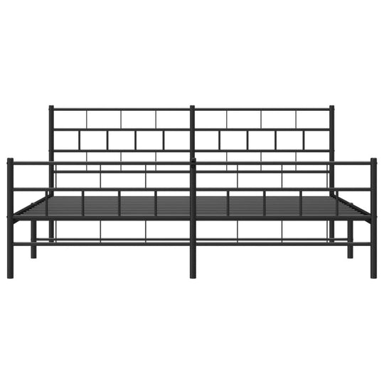 Metal Bed Frame without Mattress with Footboard Black 183x203 cm King