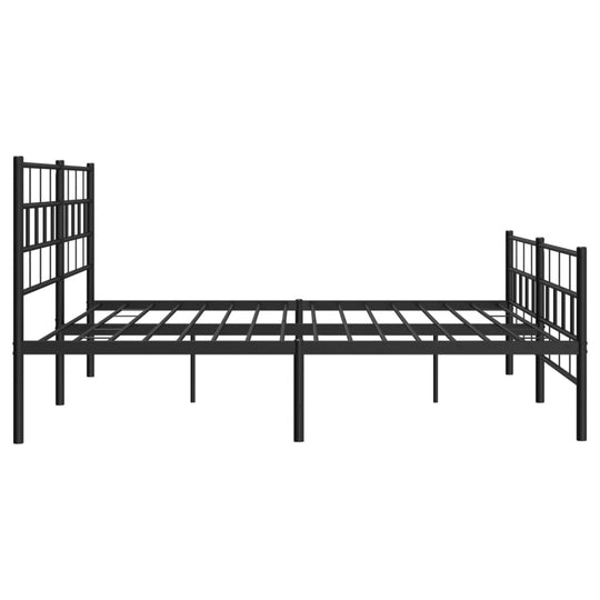 Metal Bed Frame without Mattress with Footboard Black 183x203 cm King