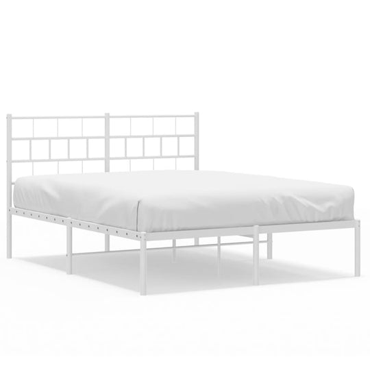 Metal Bed Frame without Mattress with Headboard White 150x200 cm