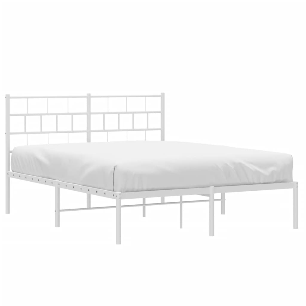 Metal Bed Frame without Mattress with Headboard White 150x200 cm