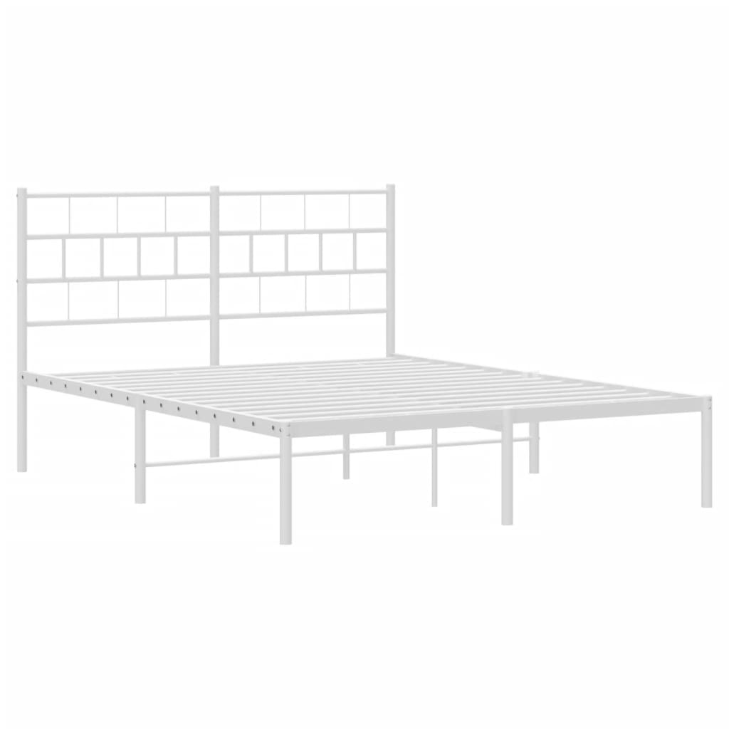 Metal Bed Frame without Mattress with Headboard White 150x200 cm