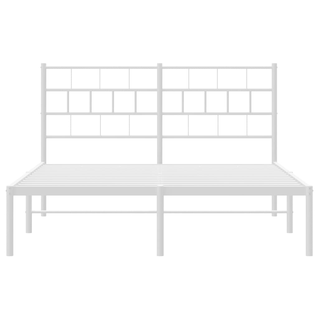 Metal Bed Frame without Mattress with Headboard White 150x200 cm