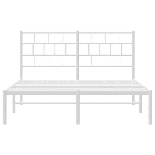 Metal Bed Frame without Mattress with Headboard White 150x200 cm