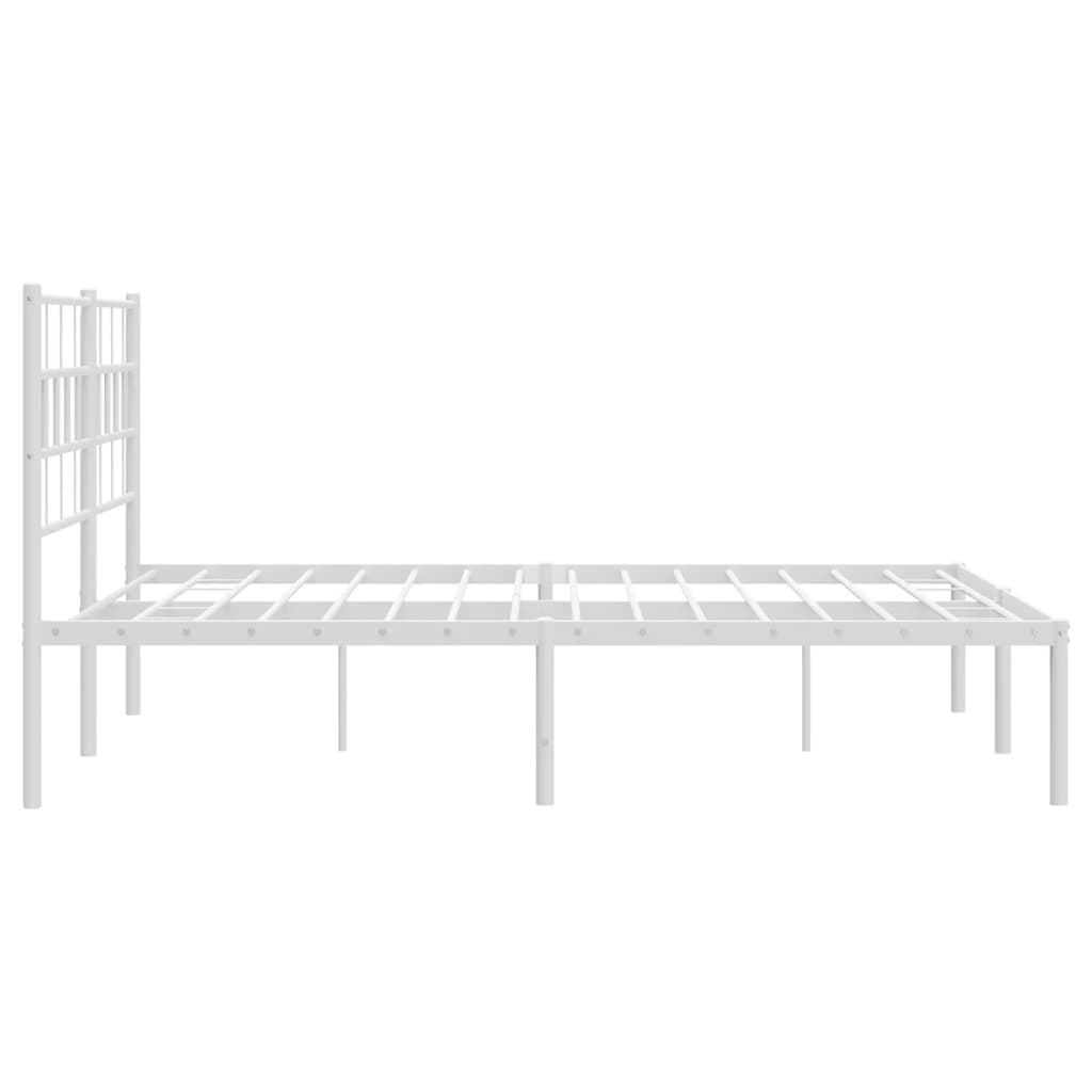 Metal Bed Frame without Mattress with Headboard White 150x200 cm