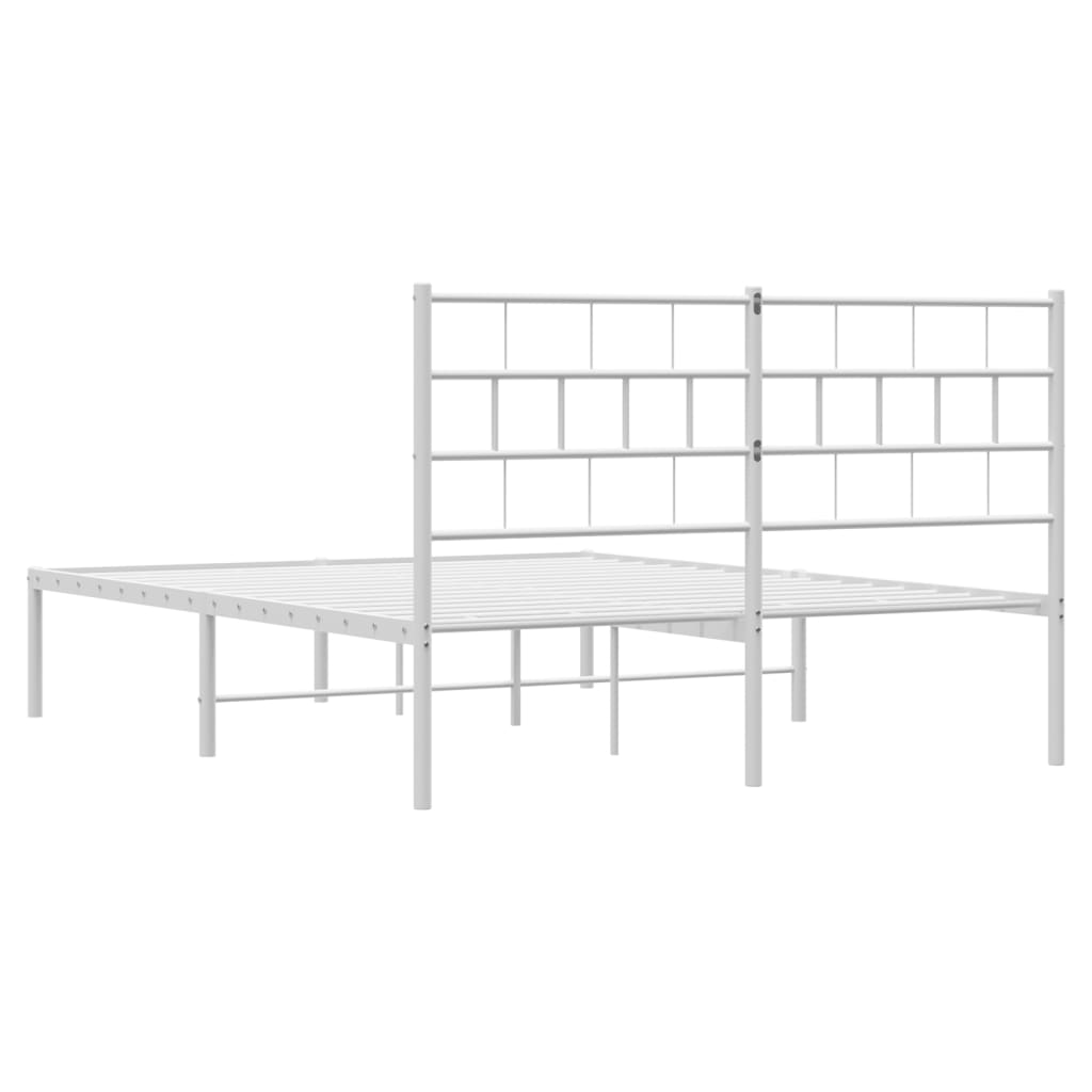 Metal Bed Frame without Mattress with Headboard White 150x200 cm