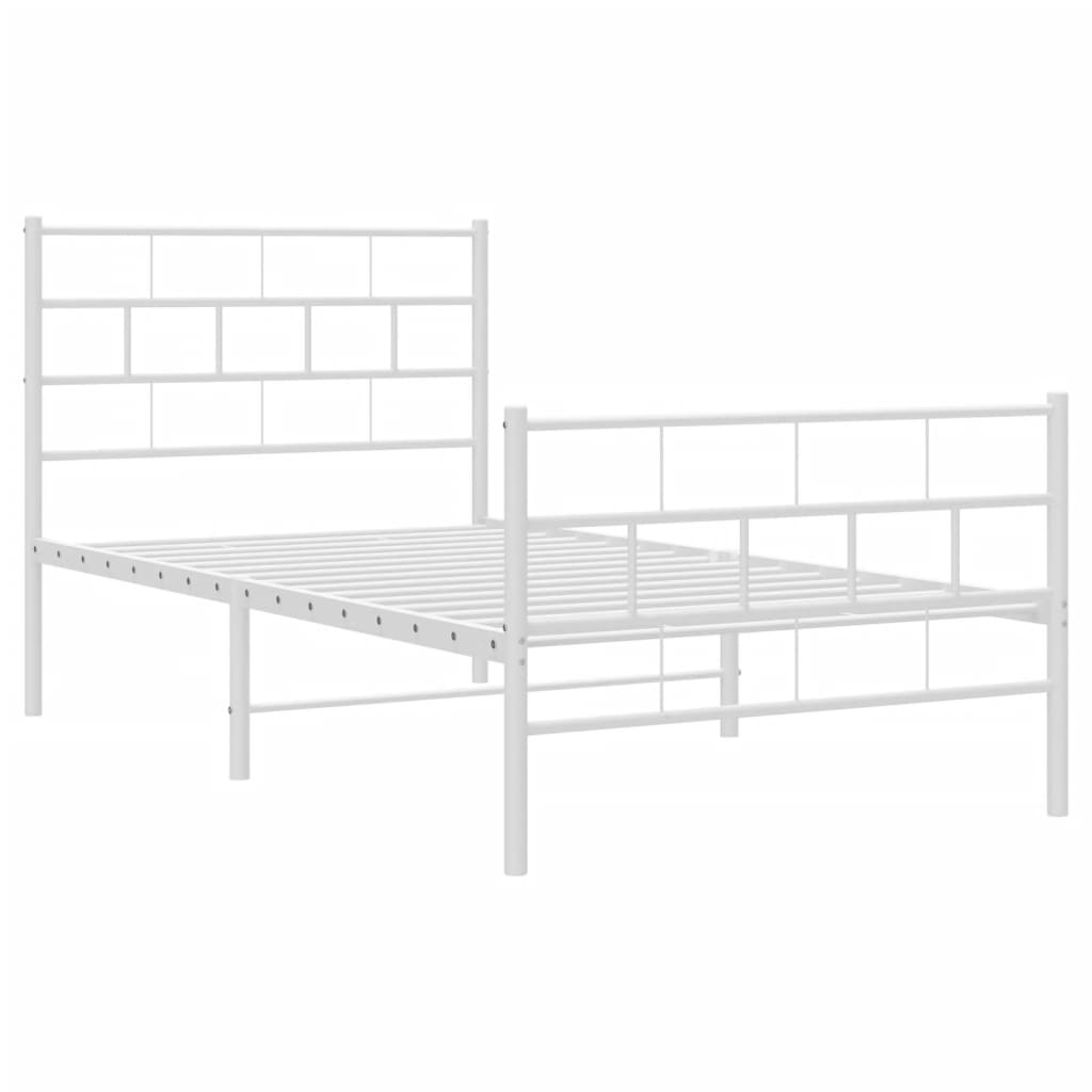 Metal Bed Frame without Mattress with Footboard White 107x203 cm King Single