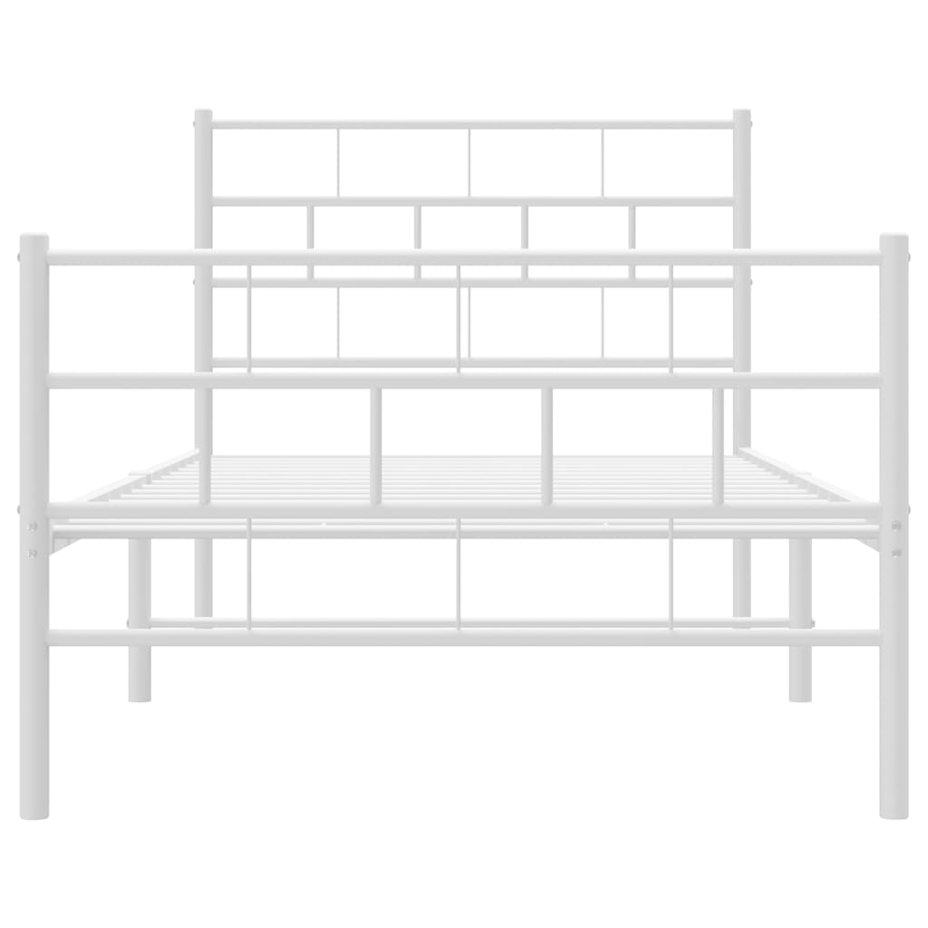 Metal Bed Frame without Mattress with Footboard White 107x203 cm King Single