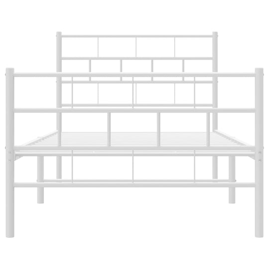 Metal Bed Frame without Mattress with Footboard White 107x203 cm King Single