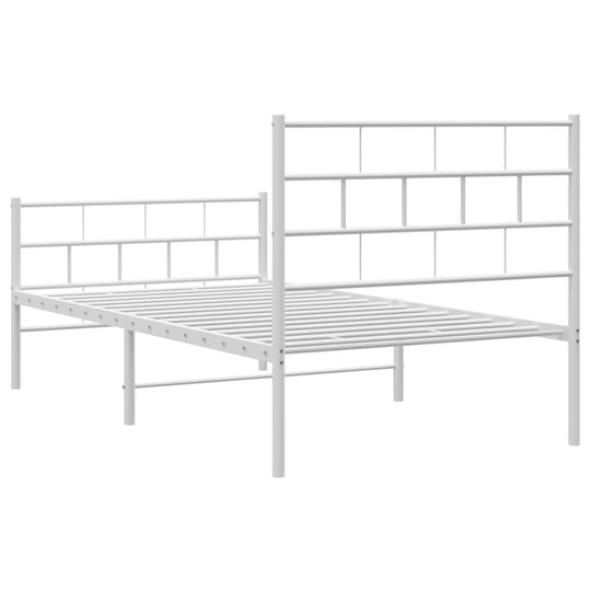 Metal Bed Frame without Mattress with Footboard White 107x203 cm King Single