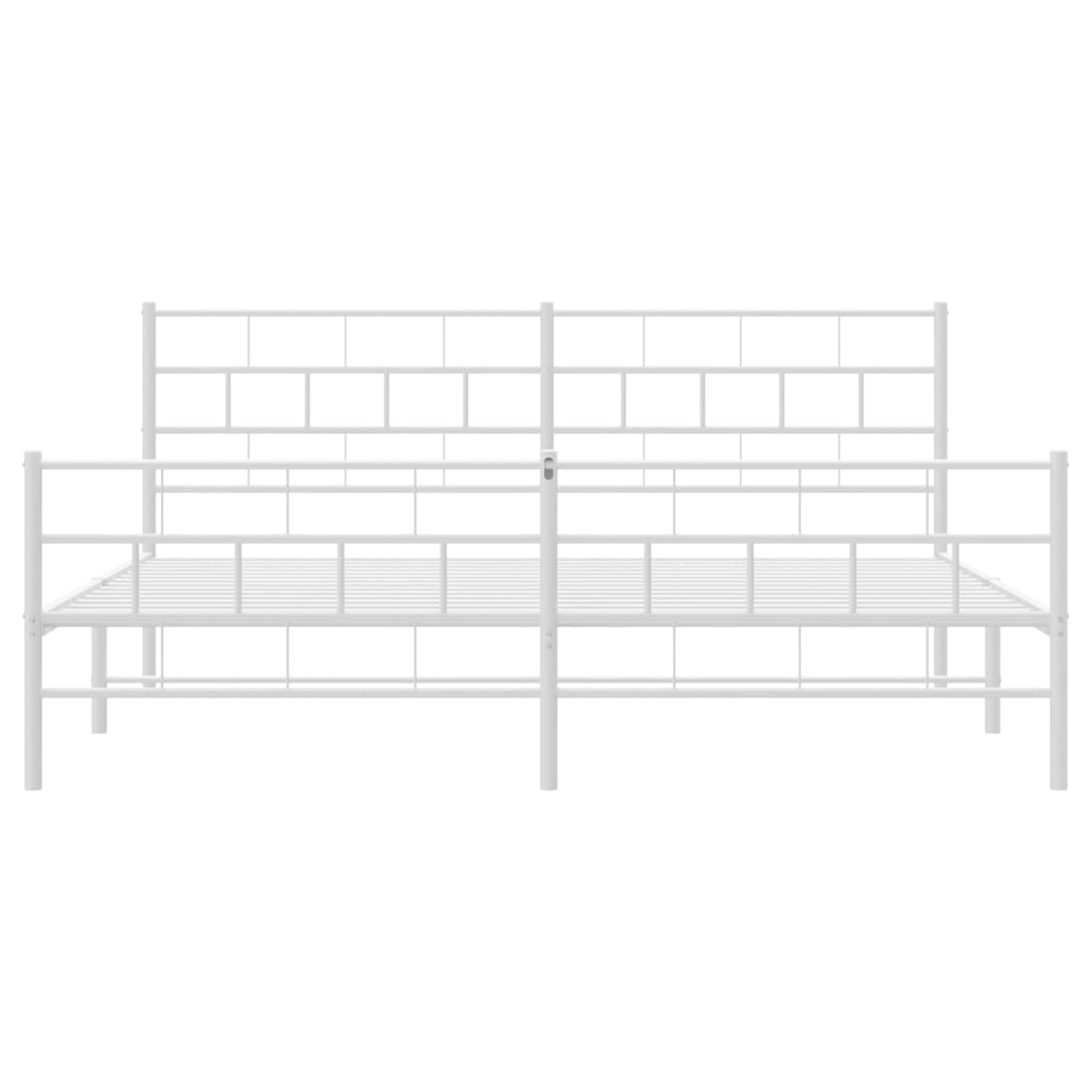 Metal Bed Frame without Mattress with Footboard White 183x203 cm King