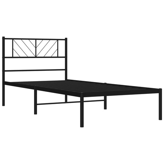 Metal Bed Frame without Mattress with Headboard Black 107x203 cm King Single