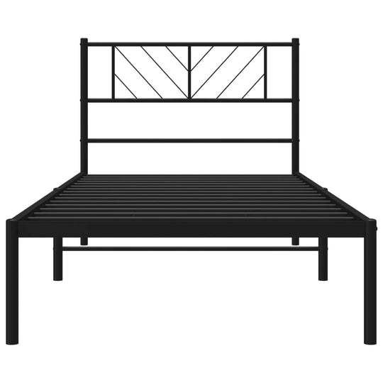 Metal Bed Frame without Mattress with Headboard Black 107x203 cm King Single