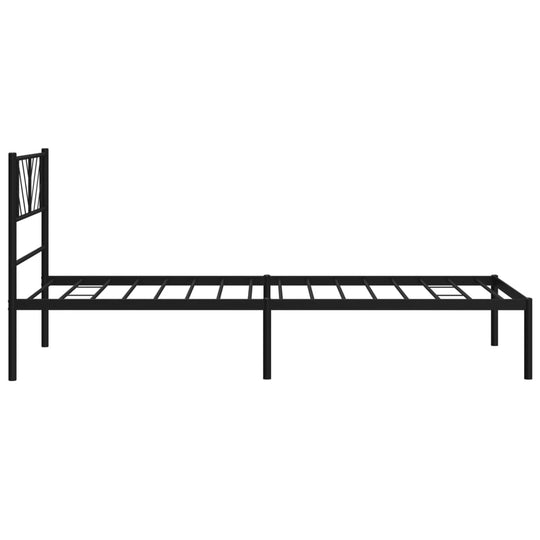 Metal Bed Frame without Mattress with Headboard Black 107x203 cm King Single