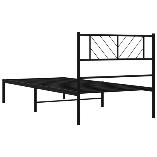 Metal Bed Frame without Mattress with Headboard Black 107x203 cm King Single